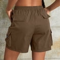 thumbnail image 4 of Oksale Womens Bermuda Shorts Elastic Drawstring Cargo Shorts with Pockets Trendy High Waisted Summer Shorts for Active Outdoor Brown M, 4 of 6