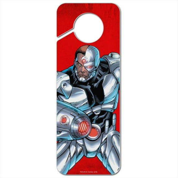 Justice League Cyborg Character Plastic Door Knob Hanger Sign