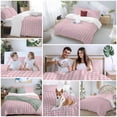 thumbnail image 5 of 3 Piece Pink Duvet Cover Set Twin Size, Microfiber Comforter/Quilt Cover with Corner Ties and 2 Pillowcases, Grid Checkered Plaid Gingham Lattice Trellis All Season Soft Bedding with Zipper Closure, 5 of 8