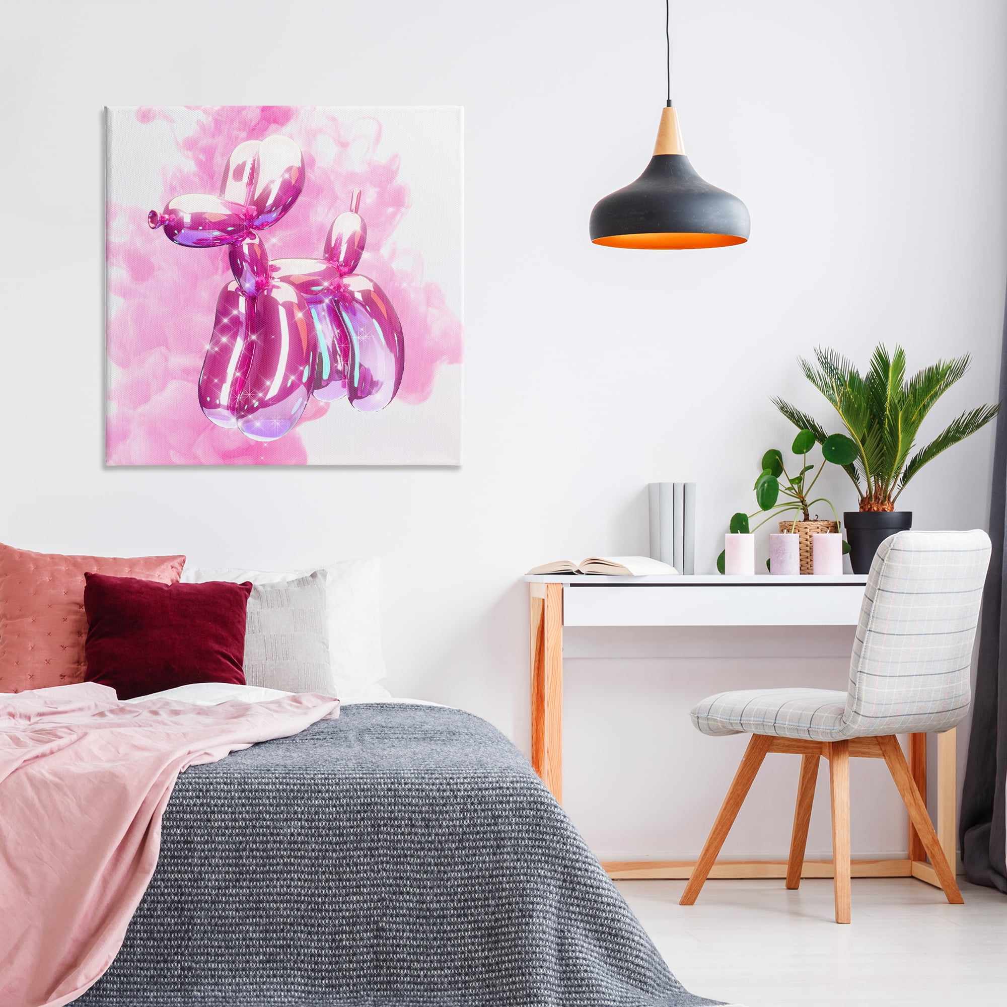 Stupell Industries Pink Glam Balloon Dog Abstract Painting Wrapped Canvas Art Print Wall Art, 36 x 36