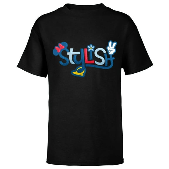 Disney Mickey and Friends Minnie Mouse Stylish - Short Sleeve T-Shirt for Kids - Customized-Black