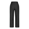 thumbnail image 4 of Women's Cotton Linen Pants Elastic Waisted Straight Leg Lounge Pants Casual Split Slacks Trousers with Pockets Black XX-Large, 4 of 6