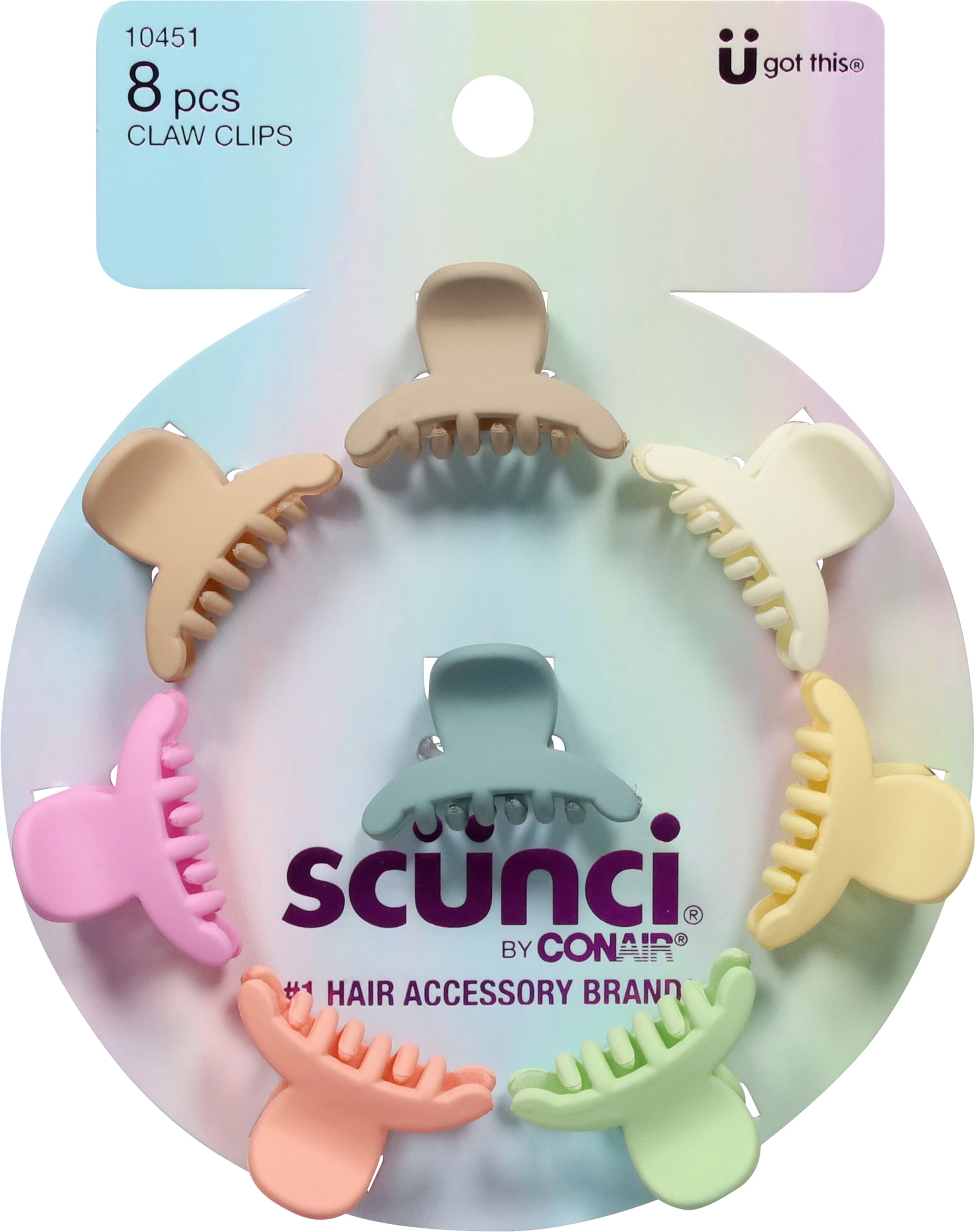 Scunci Kids, Mini Claw Clips, Assorted Colors, 8 Count