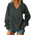 thumbnail image 2 of Timegard Womens Fall Sweatshirts V Neck Long Sleeve Pullover No Hood Loose Athletic Running Tops Size S-XXL, 2 of 5