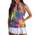 thumbnail image 3 of Whosucclay Colorful Leaf Design Workout Tank Tops for Womens, Breathable Casual 1/4 Zipper Sleeveless Golf Tennis Shirts for Sports Athletic Hiking Outdoor, 3 of 7