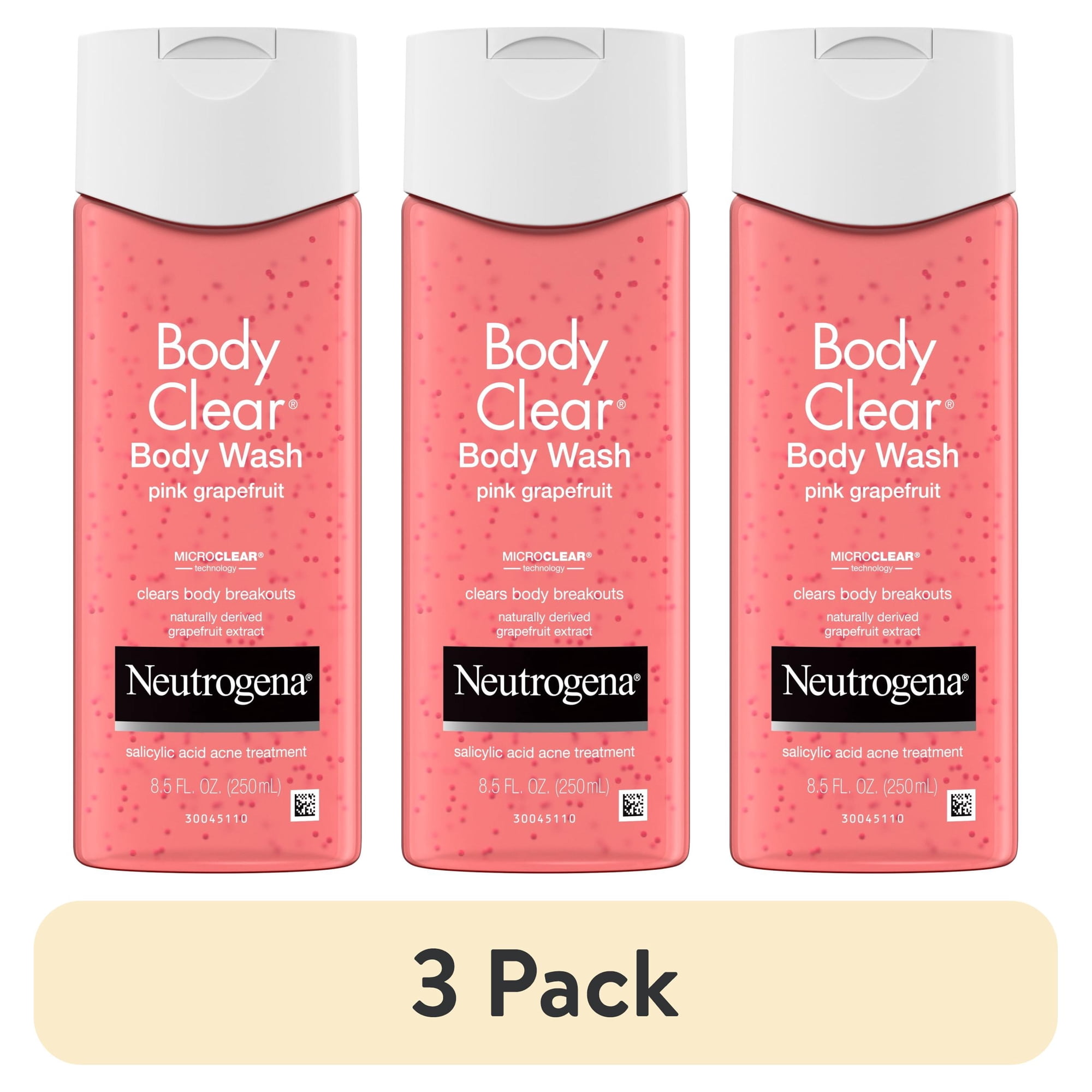 (3 pack) Neutrogena Body Clear Pink Grapefruit Acne Body Wash, 8.5 fl. oz