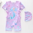thumbnail image 2 of MEZZALL Summer Girls Swimsuit Fish Scale Design With Ruffle Trim Sun Swimwear For Toddler Little And Big Kids Brazilian With Cartoon / Flower Print Beachwear, 2 of 6