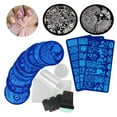 thumbnail image 3 of Fawoonu Nail Stamping Plates Set with 13 Pieces - Round and Rectangle Designs, Stainless Steel, Silicone, Plastic Materials, Random Patterns, Circular Template Diameter 5.5cm, Square Plate Size, 3 of 6