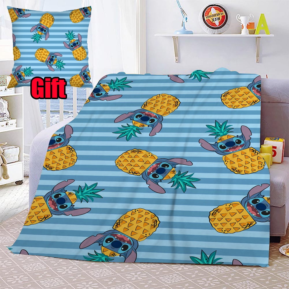Disney Lilo & Stitch Throw Blanket With Pillowcase Flannel Sofa