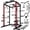 Power Cage - Red / Barbell, variant on MITONOS Multi-Functional Squat Rack with LAT Pulldown System Exercise Power Cages with Barbell, Metal Red