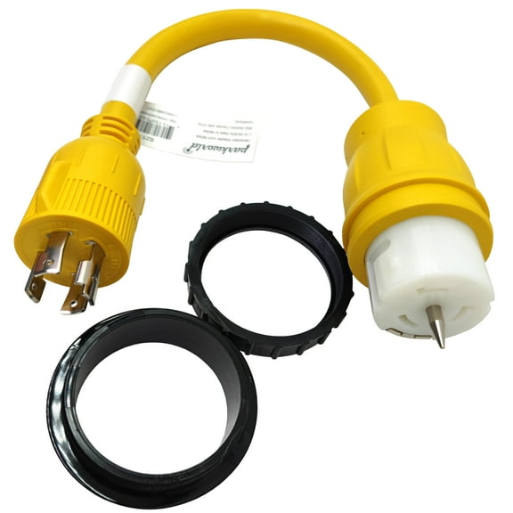 Parkworld 62176C Shore Power Adapter Generator 30A L14-30P male to Marine 50A SS2-50R female with locking ring (1.5FT)