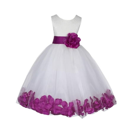 

Ekidsbridal Lace Top Floral Petals Ivory Flower Girl Dress Tulle Weddings Summer Easter Dress Special Occasions Pageant Toddler Girl s Clothing Holiday Bridal Baptism Princess Birthday 165T