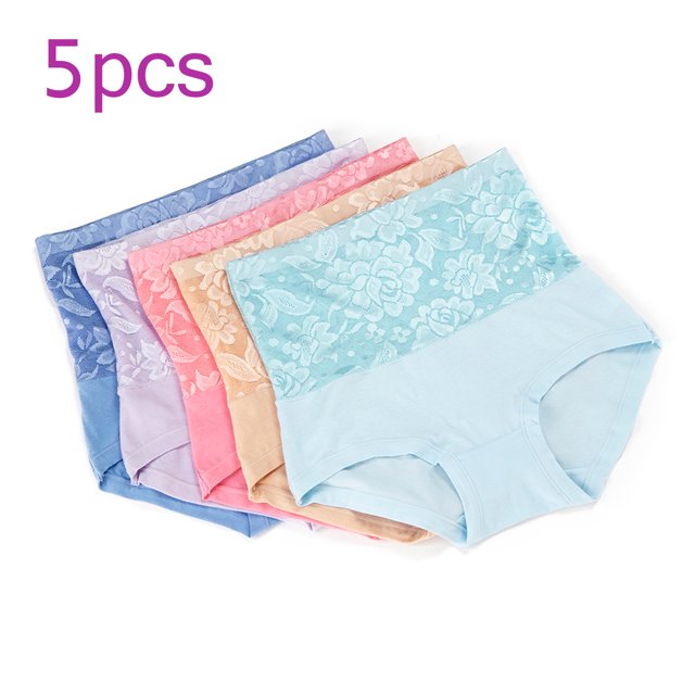 Women's 5-Pack Panties Brief Tummy Control Underwear Full Coverage Ladies Briefs Cotton Tummy Control Shapewear