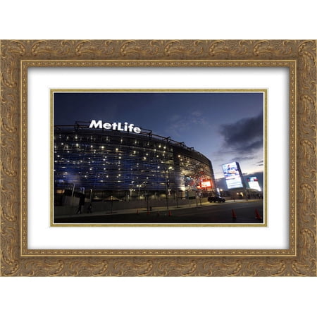 MetLife Stadium 2x Matted 24x20 Gold Ornate Framed Art Print from the Stadium Series