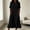 Black, variant on Women's Washed Crinkle Cotton Linen Midi Dress, V Neck Half Button Ruffle Hem Dress with Pockets, Short Sleeve Loose Casual Flowy Dress White XXL(XXL)