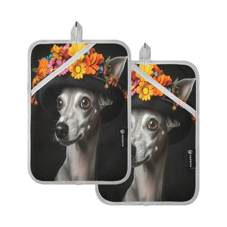 

Vzayy Kitchen Pot Holders Sets Heat Resistants for Cooking Baking Greyhound Gog