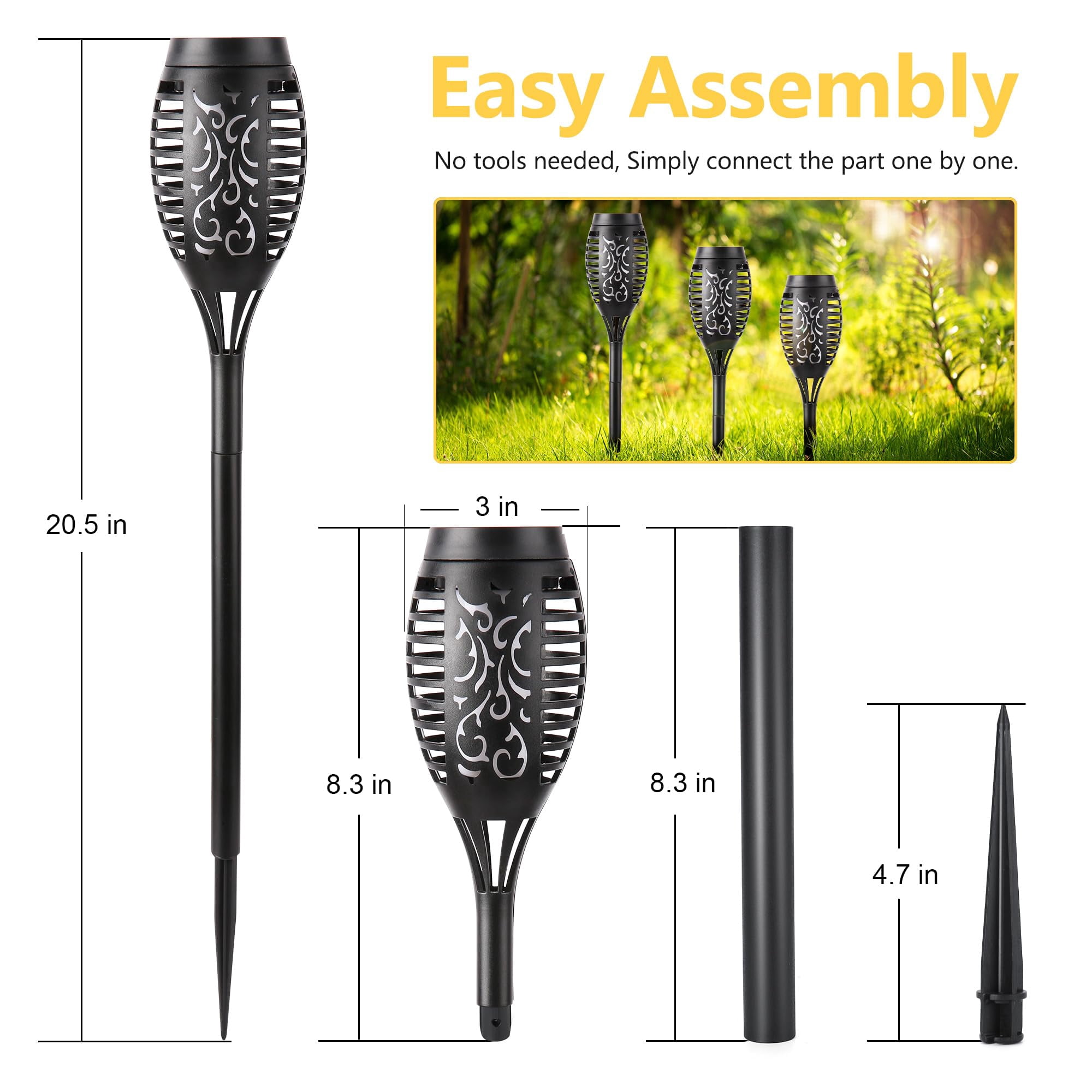 Toodour Solar Halloween Lights Outdoor, 12 Pack LED Solar Torch Lights with Flickering Flame, Waterproof Halloween Decorations for Patio Garden Yard Pathway Landscape, Blue