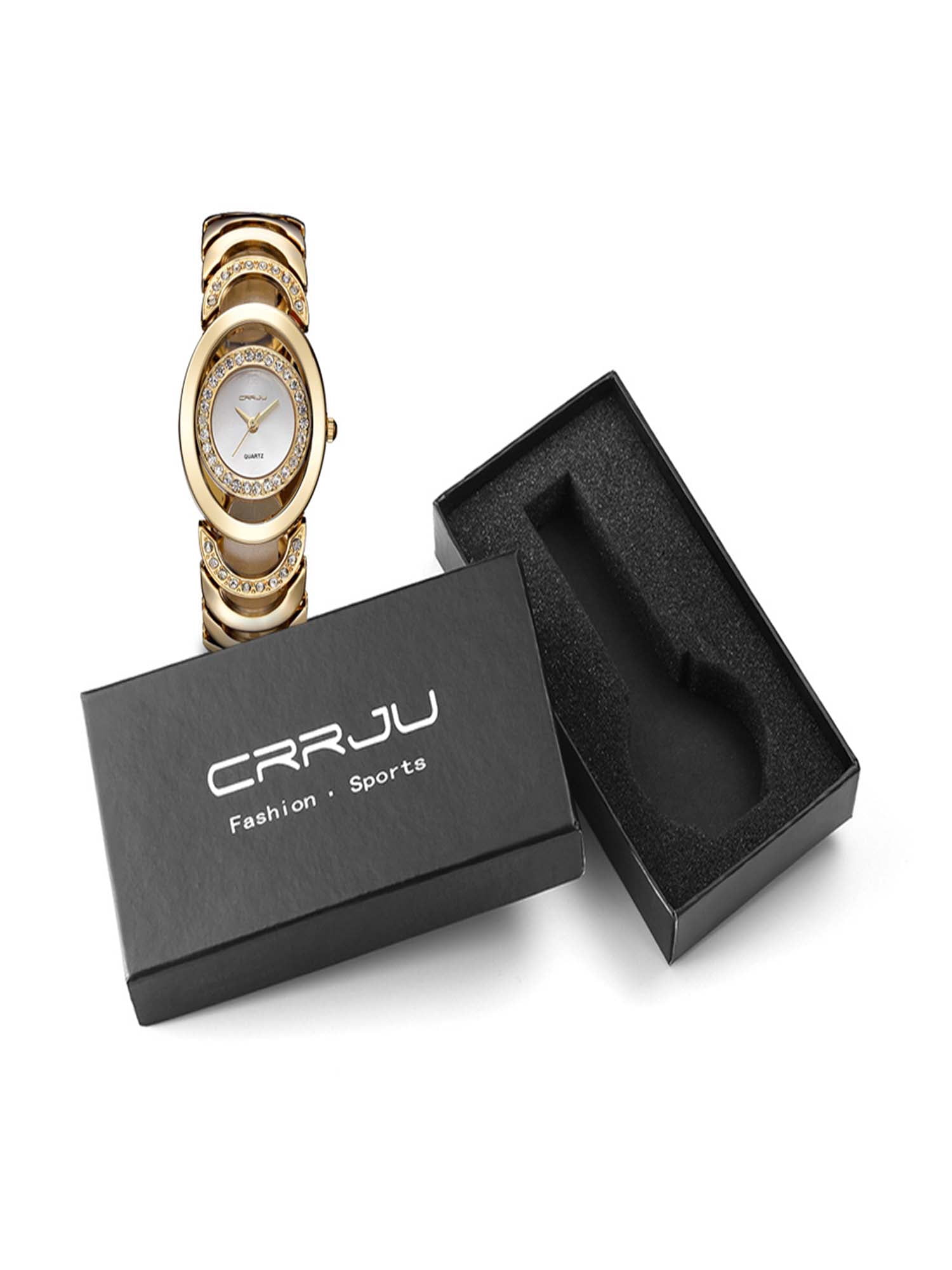 CRRJU Gorgeous 3ATM Daily Water Resistant Fashion Women Analog Dress Watch Elegant Bracelet Watch Simple Dial Wristwatch for Lady