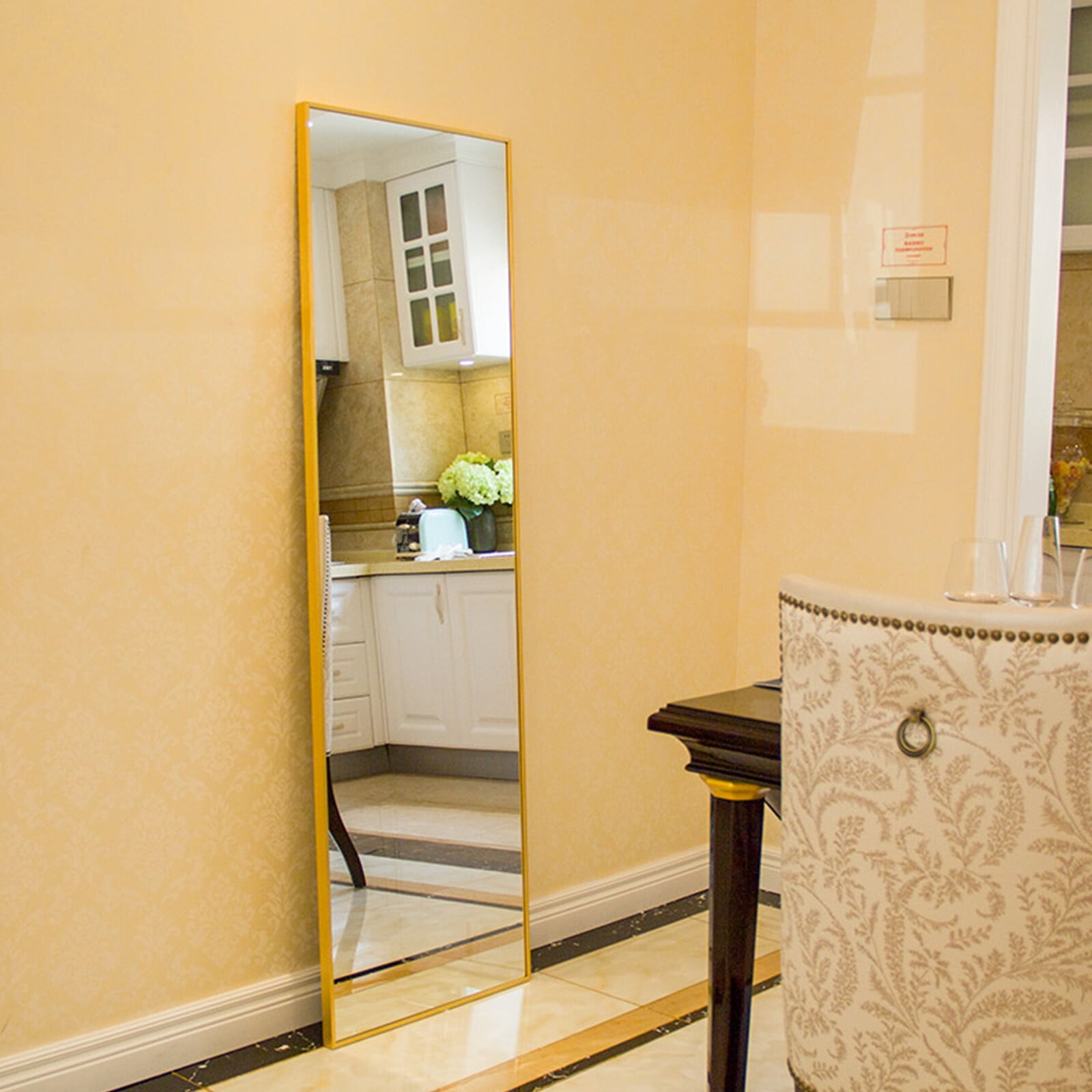 LINGJIA Rectangle Full Length Mirror Floor Mirror Hanging Standing