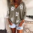 thumbnail image 5 of Towmus Women Flower Print Single- Long Sleeve Knitwear Cardigan Winter V-neck Pullover Cute Cardigan Sweaters, 5 of 6