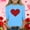 Sky Blue, variant on Girls Red Glitter Heart Top - Cold Shoulder 3/4 Sleeve Soft Stretchy Casual Shirt for Girls 4-12,Size 3-4T