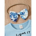 thumbnail image 5 of Infant Baby Girl Short Sleeve Bodysuit Dress Ruffles Crew Neck + Headband Floral Dresses Rompers 2Pcs Sets 0-24 Months, 5 of 10