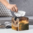 thumbnail image 6 of KLL Sunset Daisy Dog Print Tissue Box Cover,Leather Tissue Holder Square Facial Tissue Case Facial Paper Organizer Dispenser for Bathroom, Vanity Countertop, 6 of 7