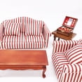 thumbnail image 1 of Fridja 1:12 Mini Doll House 3 Piece Set With Pillow Inlaid Gold Stripe Sofa, 1 of 7