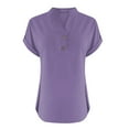 thumbnail image 6 of BILIKEYU Women' Fashionable Casual V Neck Button Short Sleeved Slit Top T Shirt, Womens Summer Tops, Summer Tops, Cropped T Shirts For Women, 6 of 6