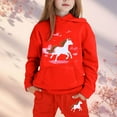 thumbnail image 2 of Byoo Toddler Girls Outfits Sets Horse Print Hooded Sweatshirt Drawstring Joggers Sweatsuit Sets Active Tracksuit Sets, 2 of 4