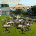 thumbnail image 2 of 7-Piece Cast Aluminum Outdoor Table and Chairs, Antique Bronze Patio Dining Set for 6 Include 60" Rectangular Outdoor Dining Table and 6 Swivel Chairs with Removable Cushion and Umbrella Hole, 2 of 6