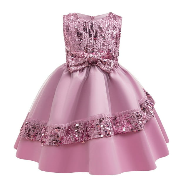 Birdeem Robe Princesse en Dentelle Robe Formelle Fille Manches Longues Col Rond Robe Formelle Fille