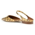 thumbnail image 2 of FSJ Women Comfortable Pointy Close Toe Flat Low heel Sandals Ankle Buckle Strap Slip On Slides Ladies Casual Mules Shoes Size 15 Golden Pattern, 2 of 4