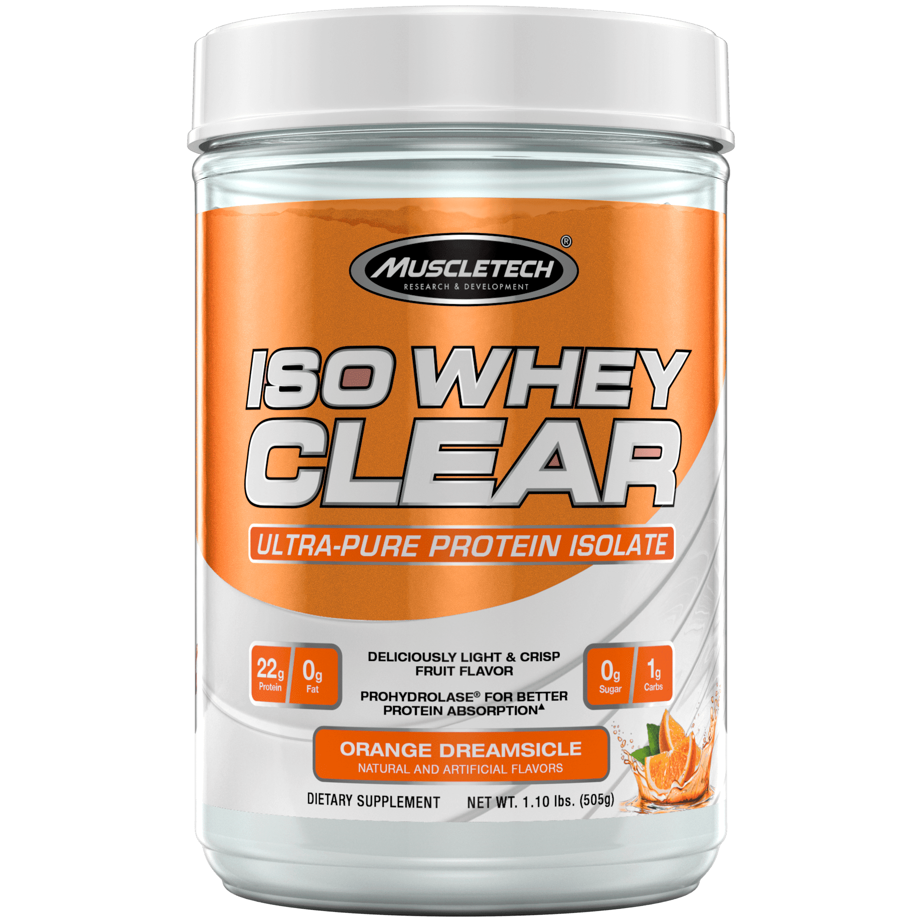 MuscleTech Iso Whey Clear Hydrolyzed Protein Drink Mix Powder, Light