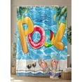 thumbnail image 4 of Fsddascl Blue Summer Pool Shower Curtain Set - 66" x 72" Washable Bathtub Curtain with 12 Hooks, Watermelon Swimming Ring Slippers Waterproof Fabric Stall Shower Curtains for Bathroom/Bathtub Décor, 4 of 6