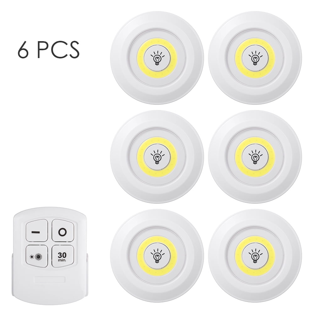 Remote 3/6pcs 3528 LED under cabinet closet Stick On Puck Night Stair Lights 