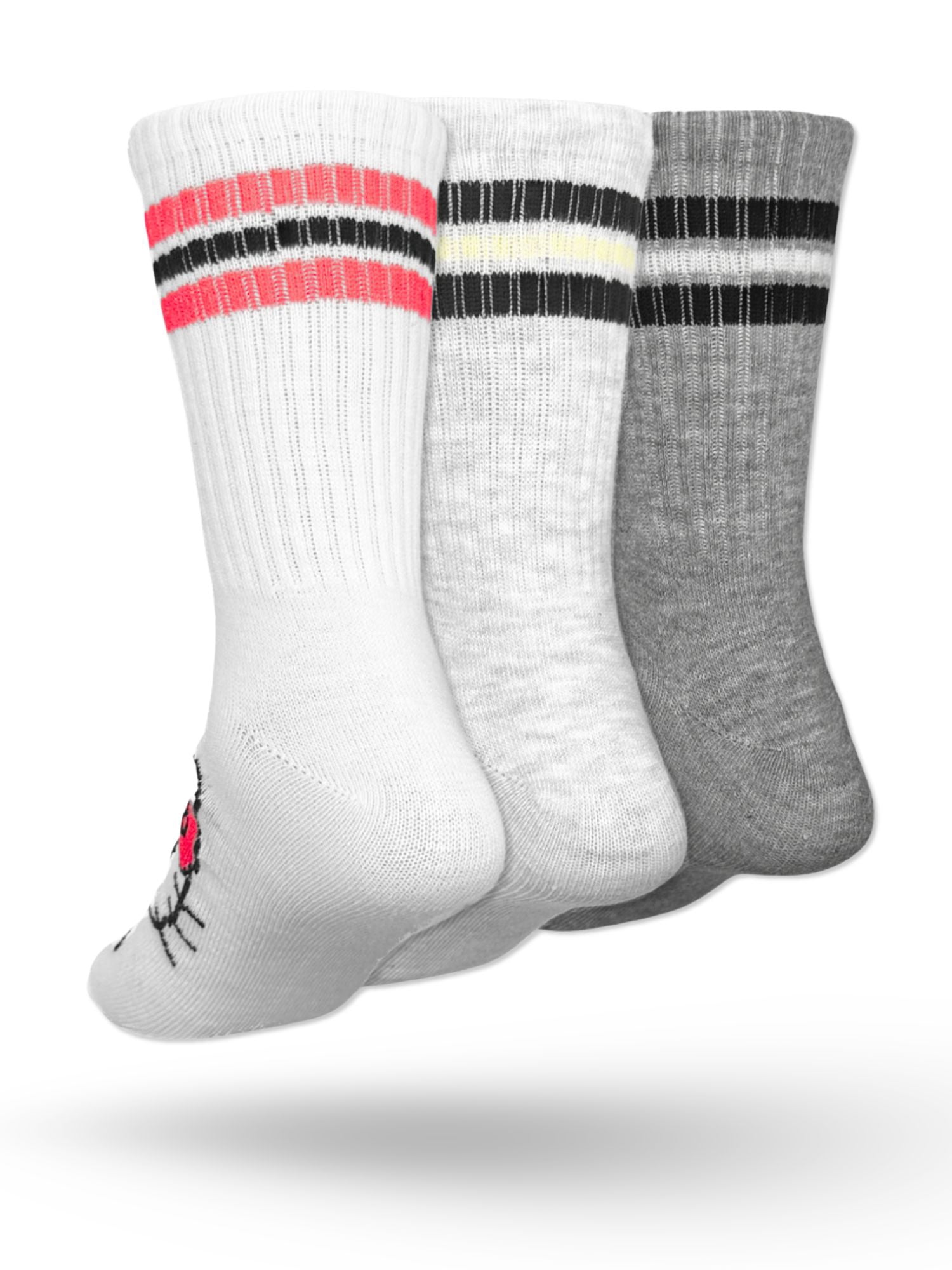 Hello Kitty & Friends Girls Mid-Crew Socks, 3-Pack, Sizes S/M-M/L