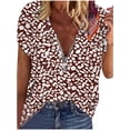 thumbnail image 1 of Leutsin Blouse T-shirt Décontractée pour Femmes Grande Taille à Manches Courtes, Col en V, Imprimée, 1 of 6