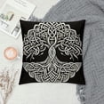 thumbnail image 2 of Orinice Decorative Throw Pillow Cover Black Floral Celtic Tree Life White Knot Round Home Decor Pillow case  White, 2 of 5
