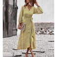thumbnail image 3 of Vestido de tirantes de manga larga para mujer, vestido floral con cintura cruzada Vestido cruzado de manga larga para mujer Vestido de manga larga con vuelo Tecnología avanzada, 3 of 8