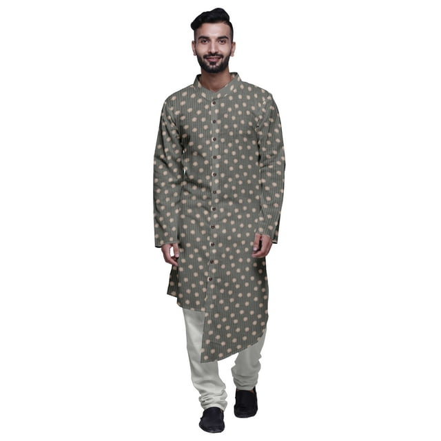 Atasi Party Wear Kurta Set For Men Mandarin Collar Ethnic Printed Kurta Pajama