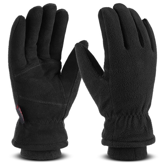 OQRKI Winter Gloves -30°F Cold Proof Deerskin Suede Leather Insulated Water-resistant Windproof Thermal Glove for Driving Hiking Snow Work in Cold Weather - Warm Gifts for Men and Women