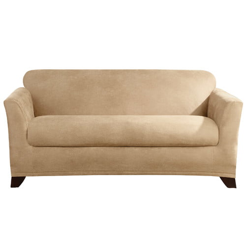 Sure Fit Stretch Leather Separate Seat Loveseat Slipcover Camel Com - Sure Fit Stretch Leather Loveseat Slipcover