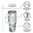 thumbnail image 4 of Blue Christmas Snowflake Pattern Tumbler with Handle and Lid,40oz Double Wall Vacuum Insulated Tumbler,Cups Gift for Women and Men, 4 of 7