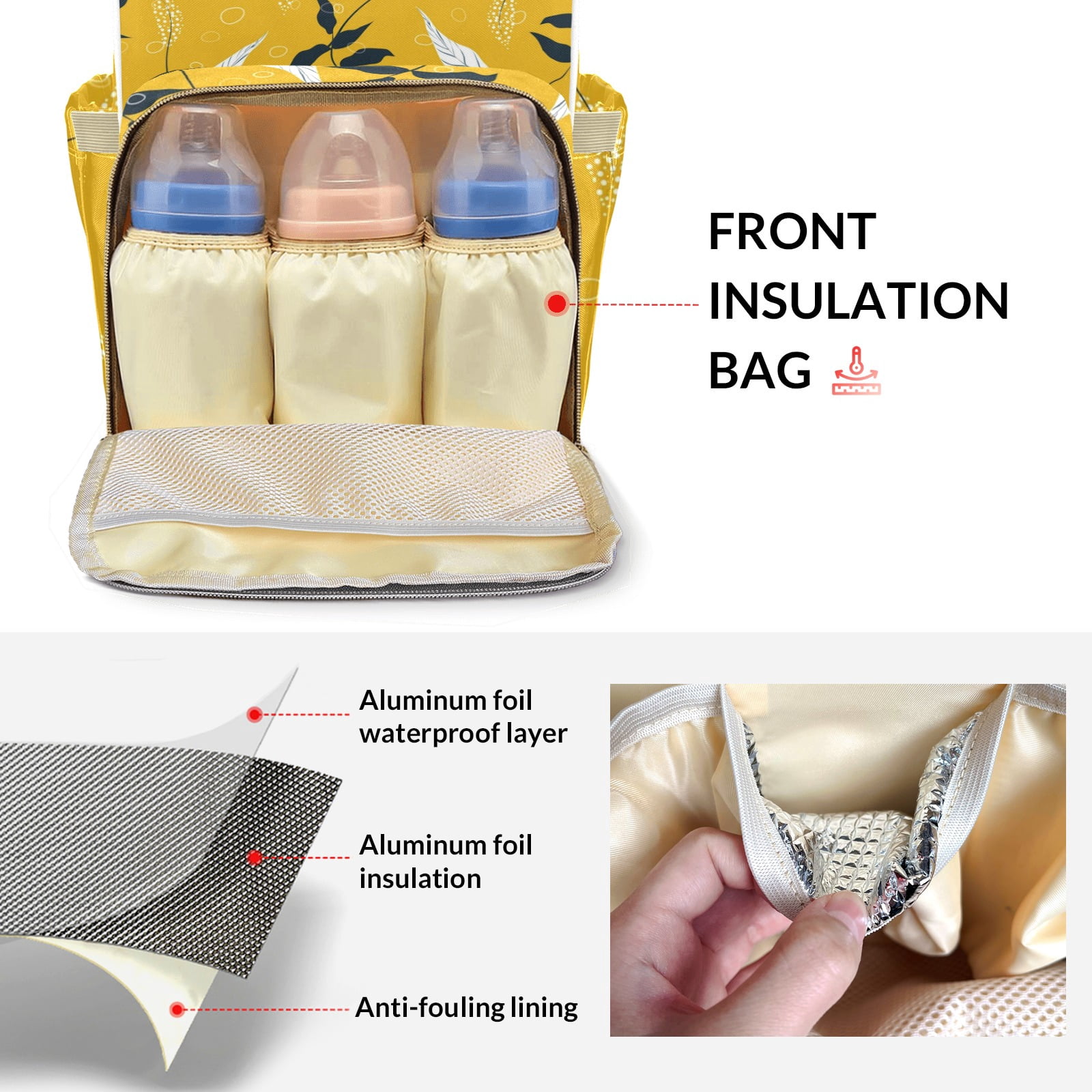 Abstract Flowers Diaper Backpack – Large Capacity, Insulated Baby Bottle Pocket, Multifunctional Mommy Bag for Boys & Girls