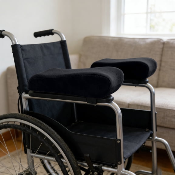 Foam Wheelchair Arm Pads | Armrest Cushion for Office Chair, Gaming Chair & Mobility Aid | Black or Gray | 1 Piece