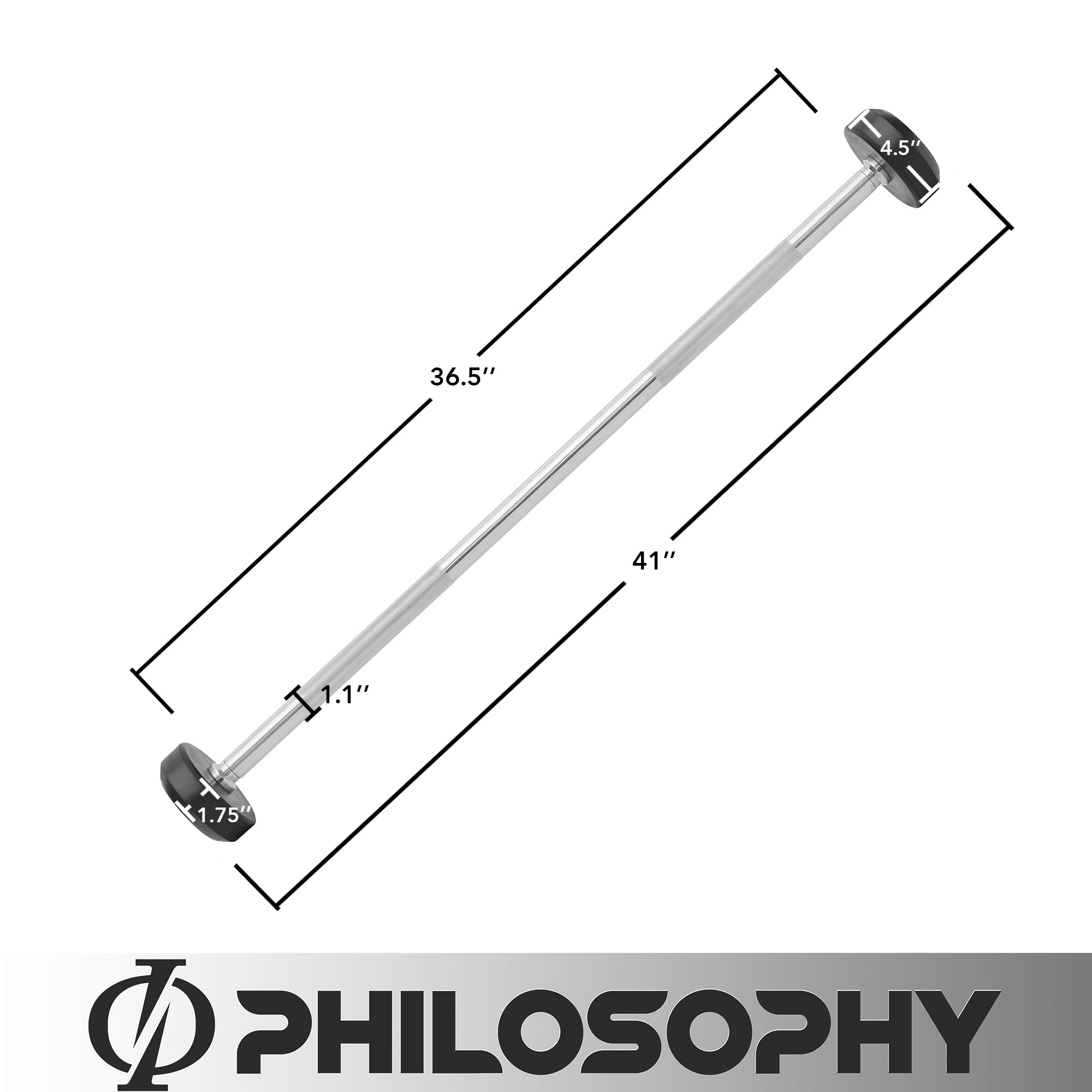 Philosophy Gym Rubber Fixed Barbell, 20 LB Pre-Loaded Weight Straight Bar for Strength Training & Weightlifting