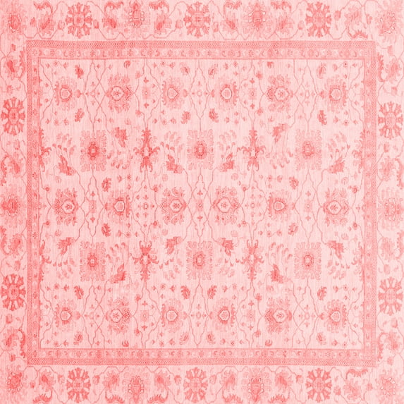 Ahgly Company Machine Washable Indoor Square Oriental Red Modern Area Rugs, 7' Square