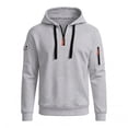 thumbnail image 4 of Wuxian Men's Hoodie With Zip Pocket Fall Winter Casual Quarter Zip Pullover Tops Long Sleeve Hooded Sweatshirts, 4 of 4