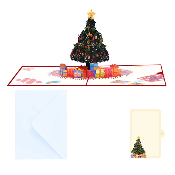 BQBQERT Handmade Christmas Tree Greeting Card with Envelope for Holiday Celebration